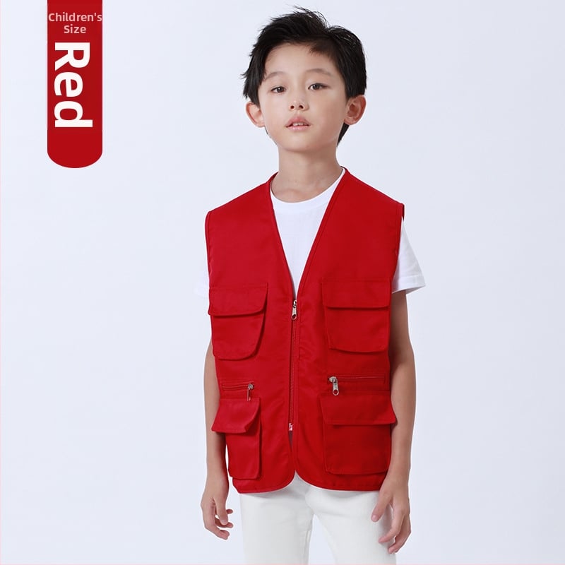 Работен жилет за доброволци с персонализирано лого, джобове с 3D патч, цип отпред, V-образно деколте, полиестер с памучна подплата