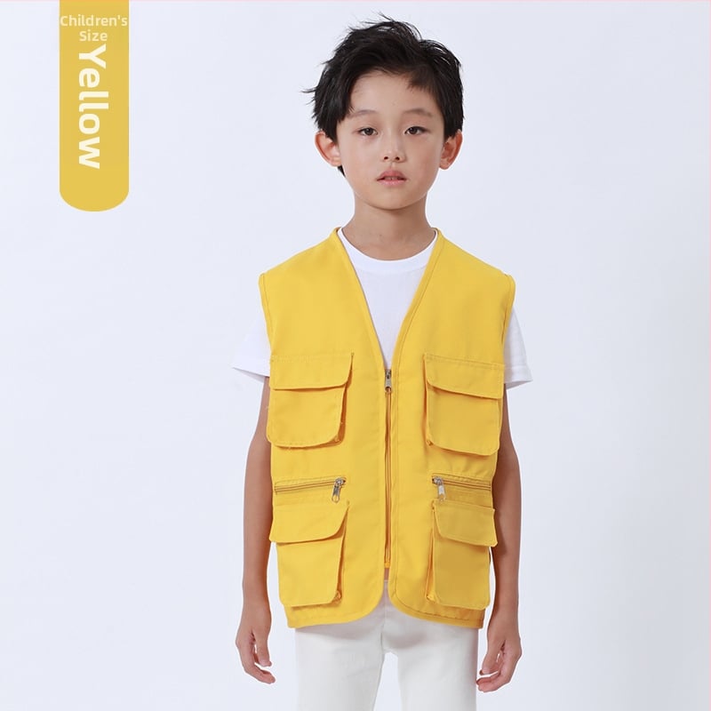 Работен жилет за доброволци с персонализирано лого, джобове с 3D патч, цип отпред, V-образно деколте, полиестер с памучна подплата