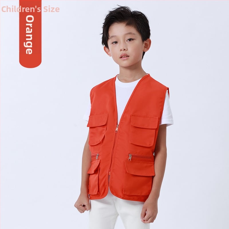 Работен жилет за доброволци с персонализирано лого, джобове с 3D патч, цип отпред, V-образно деколте, полиестер с памучна подплата