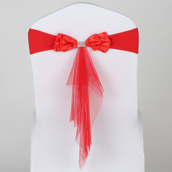 Dekor zadnjeg naslona stolca za vjenčanje, organza i tila, pravokutni oblik, vjenčani stil, materijal: elastično vlakno poliuretana (spandex)