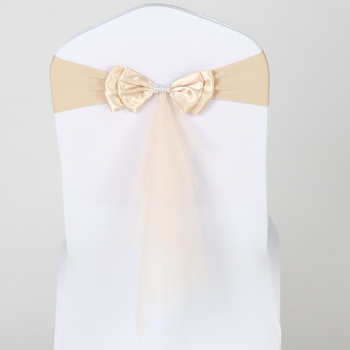 Dekor zadnjeg naslona stolca za vjenčanje, organza i tila, pravokutni oblik, vjenčani stil, materijal: elastično vlakno poliuretana (spandex)