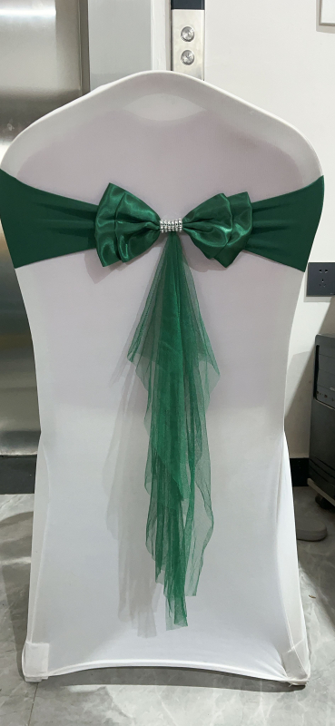Dekor zadnjeg naslona stolca za vjenčanje, organza i tila, pravokutni oblik, vjenčani stil, materijal: elastično vlakno poliuretana (spandex)
