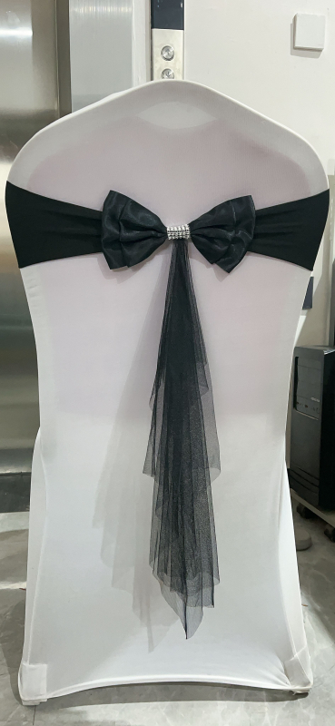 Dekor zadnjeg naslona stolca za vjenčanje, organza i tila, pravokutni oblik, vjenčani stil, materijal: elastično vlakno poliuretana (spandex)
