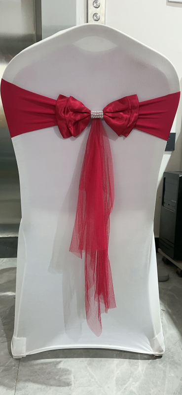 Dekor zadnjeg naslona stolca za vjenčanje, organza i tila, pravokutni oblik, vjenčani stil, materijal: elastično vlakno poliuretana (spandex)