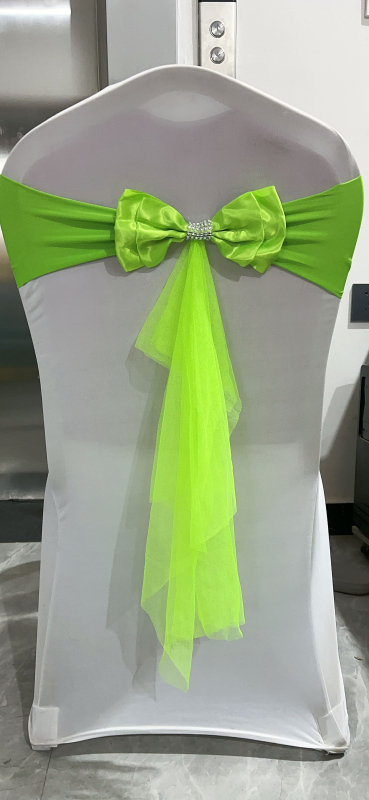 Dekor zadnjeg naslona stolca za vjenčanje, organza i tila, pravokutni oblik, vjenčani stil, materijal: elastično vlakno poliuretana (spandex)