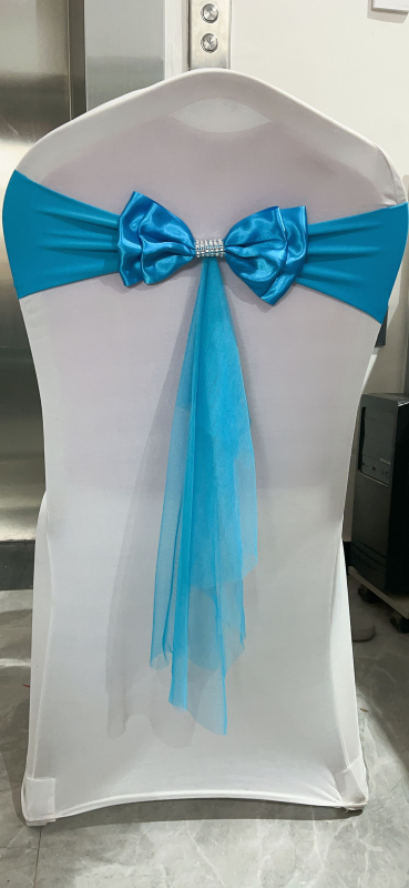 Dekor zadnjeg naslona stolca za vjenčanje, organza i tila, pravokutni oblik, vjenčani stil, materijal: elastično vlakno poliuretana (spandex)
