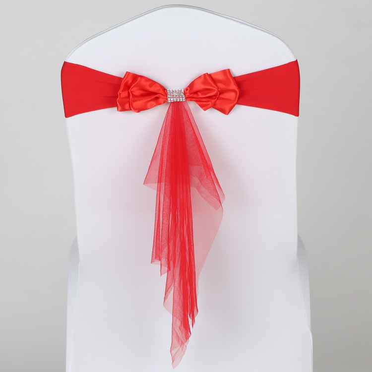 Dekor zadnjeg naslona stolca za vjenčanje, organza i tila, pravokutni oblik, vjenčani stil, materijal: elastično vlakno poliuretana (spandex)