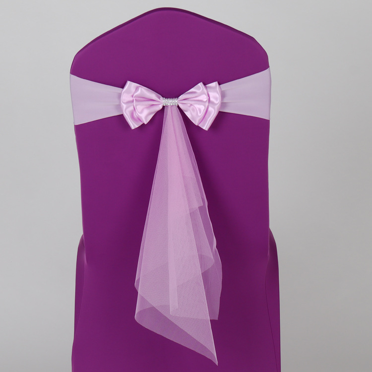 Dekor zadnjeg naslona stolca za vjenčanje, organza i tila, pravokutni oblik, vjenčani stil, materijal: elastično vlakno poliuretana (spandex)
