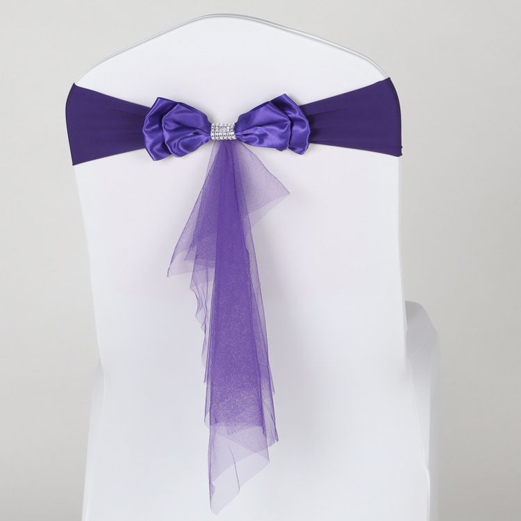 Dekor zadnjeg naslona stolca za vjenčanje, organza i tila, pravokutni oblik, vjenčani stil, materijal: elastično vlakno poliuretana (spandex)