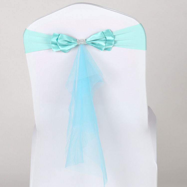 Dekor zadnjeg naslona stolca za vjenčanje, organza i tila, pravokutni oblik, vjenčani stil, materijal: elastično vlakno poliuretana (spandex)