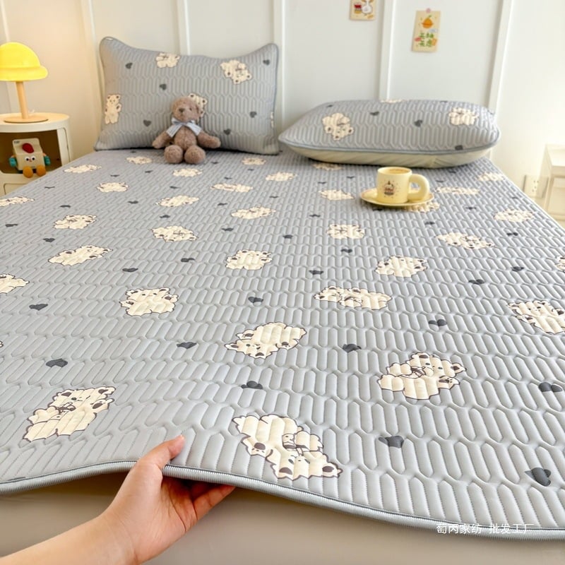 Trys dalių vėsinantis latex čiužinio rinkinys su spauda danga, sulankstomas bendrabutyje