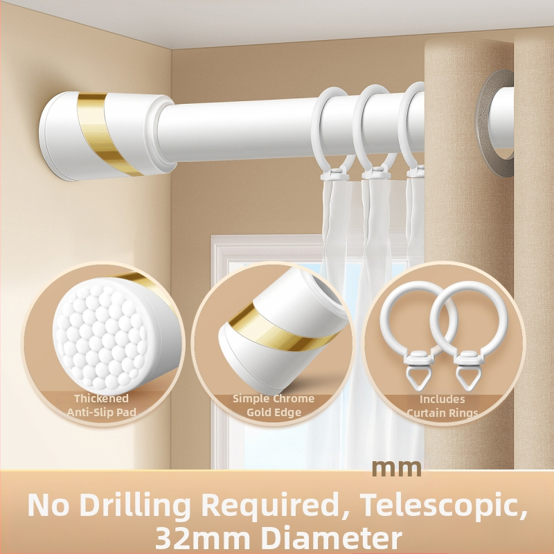 Be gręžimo teleskopinė užuolaidų lazdelė komplektas su dviguba atrama