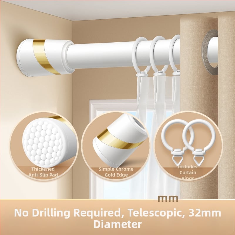 Be gręžimo teleskopinė užuolaidų lazdelė komplektas su dviguba atrama