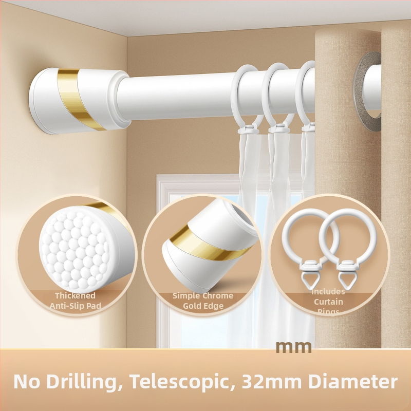 Be gręžimo teleskopinė užuolaidų lazdelė komplektas su dviguba atrama