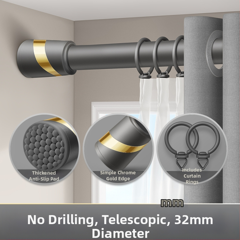 Be gręžimo teleskopinė užuolaidų lazdelė komplektas su dviguba atrama