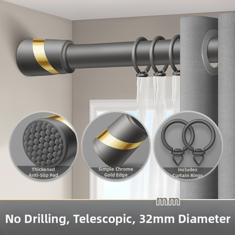 Be gręžimo teleskopinė užuolaidų lazdelė komplektas su dviguba atrama