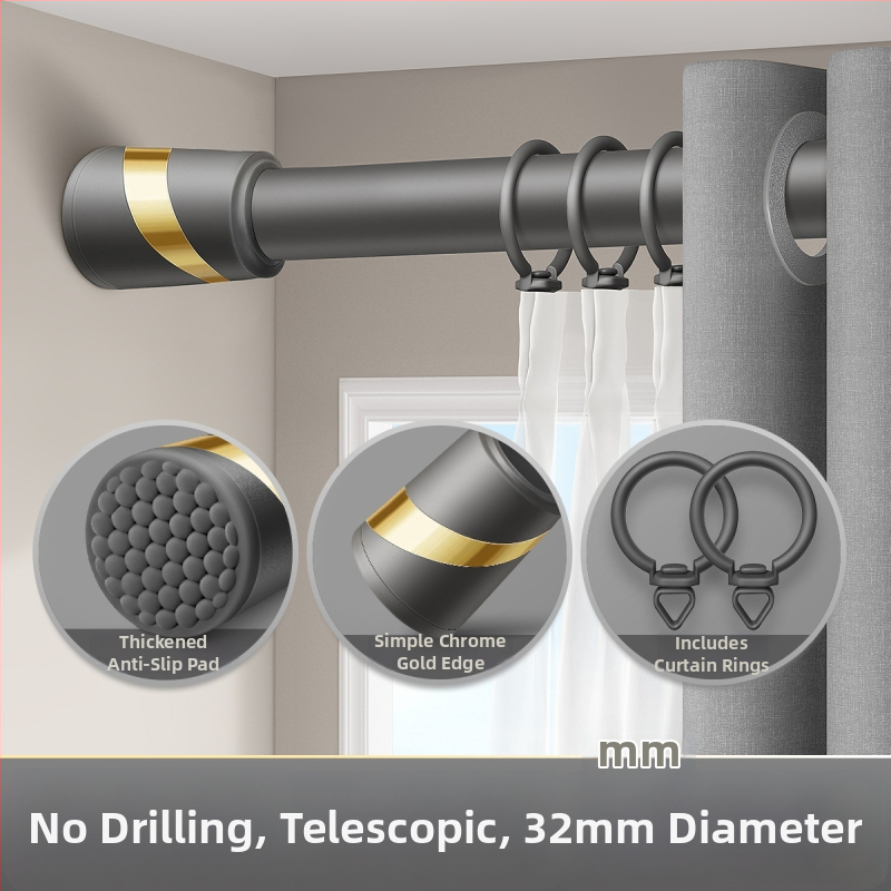 Be gręžimo teleskopinė užuolaidų lazdelė komplektas su dviguba atrama