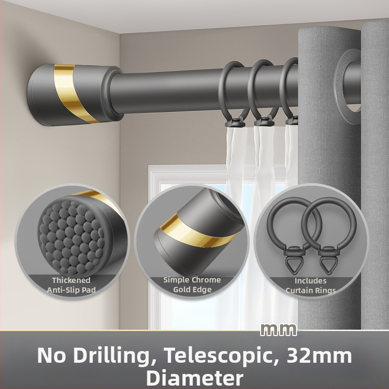 Be gręžimo teleskopinė užuolaidų lazdelė komplektas su dviguba atrama