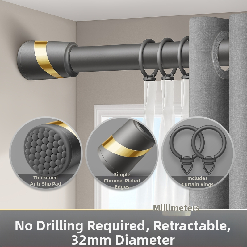 Be gręžimo teleskopinė užuolaidų lazdelė komplektas su dviguba atrama