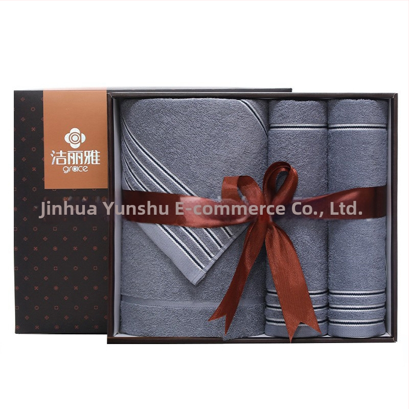 Комплект от три хавлии с подаръчна кутия, 100% чист памук, възможност за печат на лого, тегло 320 g