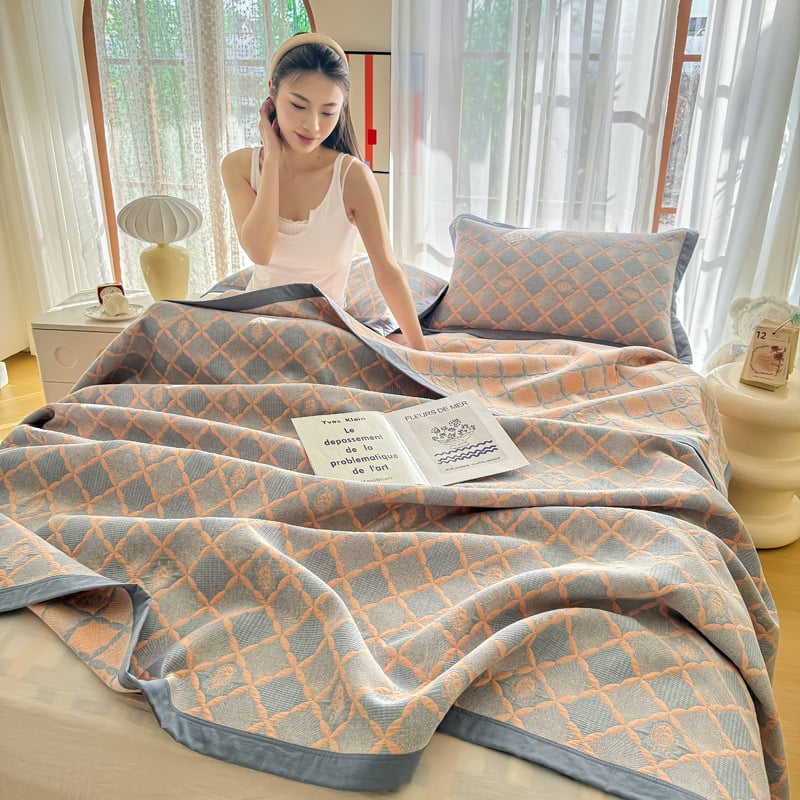 Puuvillane rätikukatekk, 99% puuvill, reaktiivne värvimine geomeetrilise mustriga, suvi, 1.1–1.5 kg