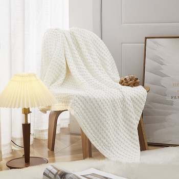 Skandináv stílusú kanapé pléd, waffle kötésű, 50% bambuszrost + 50% pamut, kevesebb mint 300 g, minden évszakra alkalmas.