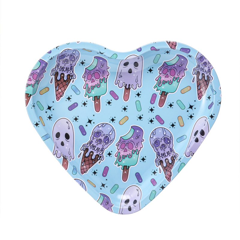 Südamekujuline tinplaat sigarettide taldrik - tuulekindel, dekoratiivne ja hoiustamiseks - Junru bränd, stiil lihtne, kerge luksus