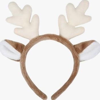 Коледна диадема с рога на елена – унисекс аксесоар за глава, ръчно изработено, смесени материали, Зимна колекция 2024