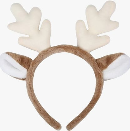 Коледна диадема с рога на елена – унисекс аксесоар за глава, ръчно изработено, смесени материали, Зимна колекция 2024