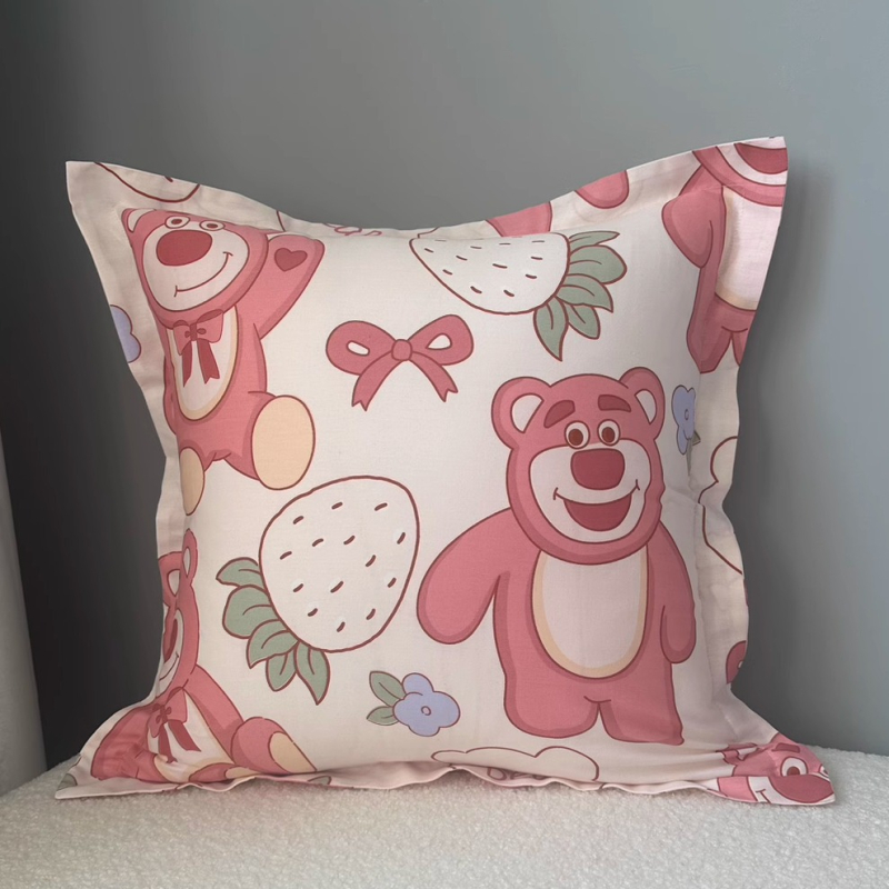 Párnahuzat pamutszövetből, poliészter töltőanyag, pastorális virágmintás, szövött anyag, négyzet alakú