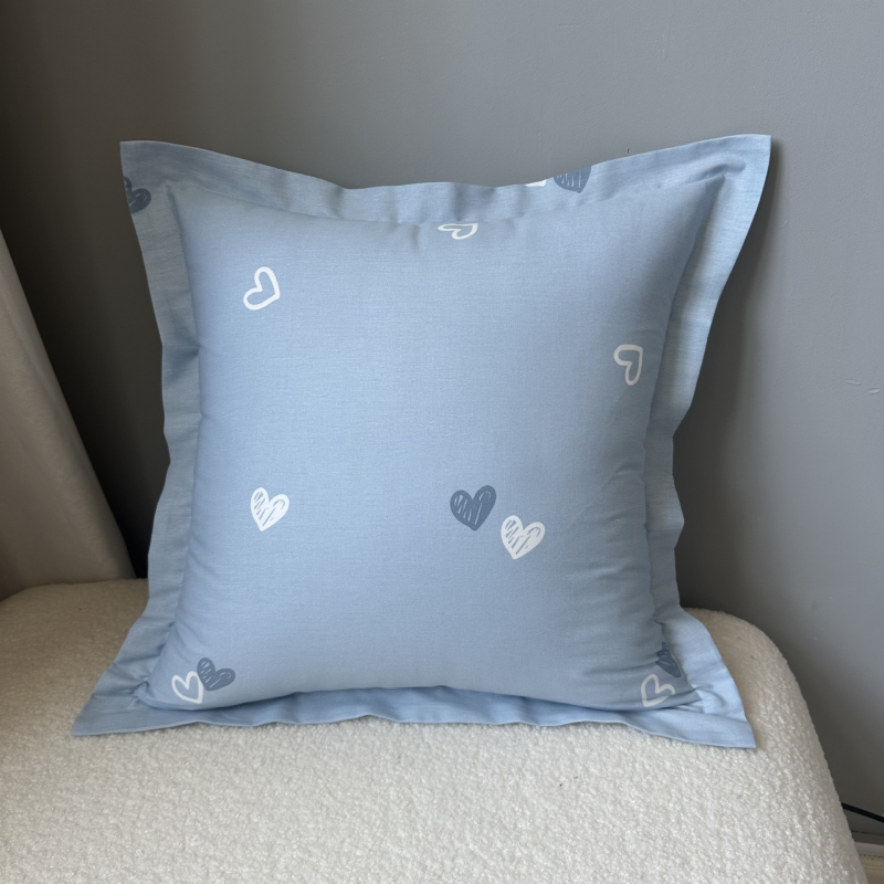 Párnahuzat pamutszövetből, poliészter töltőanyag, pastorális virágmintás, szövött anyag, négyzet alakú