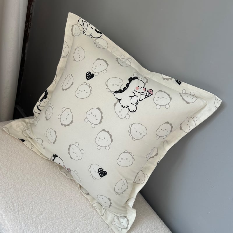 Párnahuzat pamutszövetből, poliészter töltőanyag, pastorális virágmintás, szövött anyag, négyzet alakú