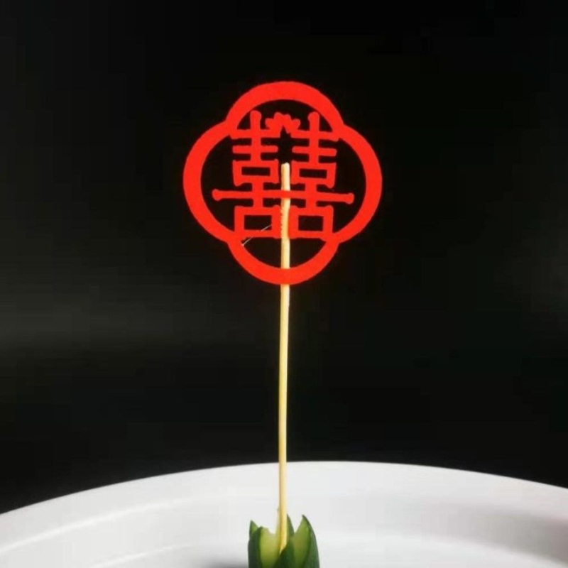 Dekoratīvi bambusa špīzi kāzām un banketam, auduma apdare, PP maisiņa iepakojums, zīmols String Red, Ķīnas Valentīna dienas izdevums