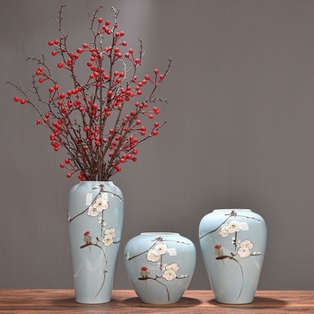 Keramikas vāze ar margrietiņu, glazēta un cepta, piemērota sausu ziedu pušķu izkārtošanai un kāzu dekorācijām