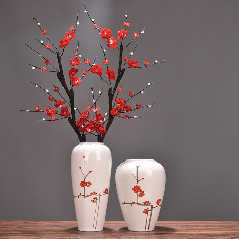 Keramikas vāze ar margrietiņu, glazēta un cepta, piemērota sausu ziedu pušķu izkārtošanai un kāzu dekorācijām