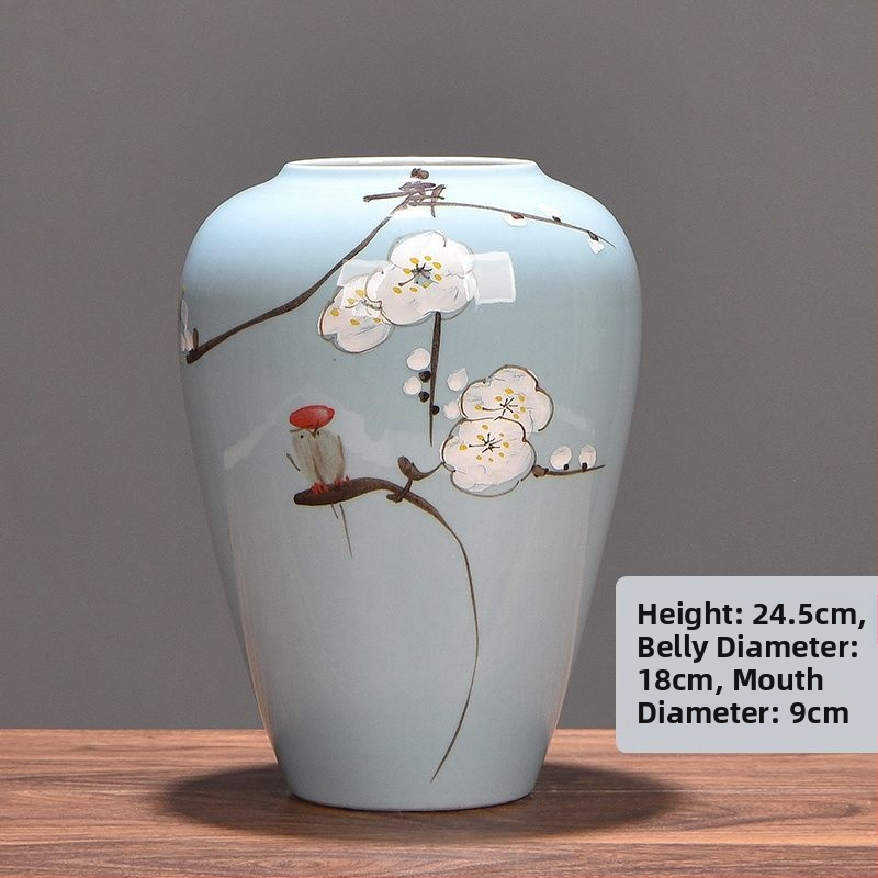 Keramikas vāze ar margrietiņu, glazēta un cepta, piemērota sausu ziedu pušķu izkārtošanai un kāzu dekorācijām