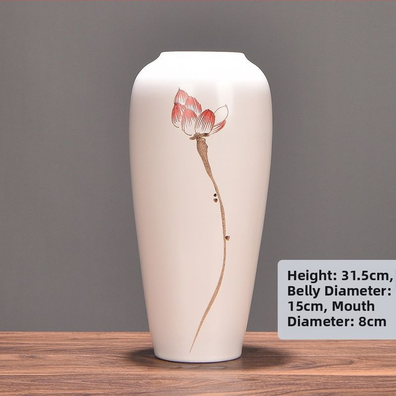 Keramikas vāze ar margrietiņu, glazēta un cepta, piemērota sausu ziedu pušķu izkārtošanai un kāzu dekorācijām