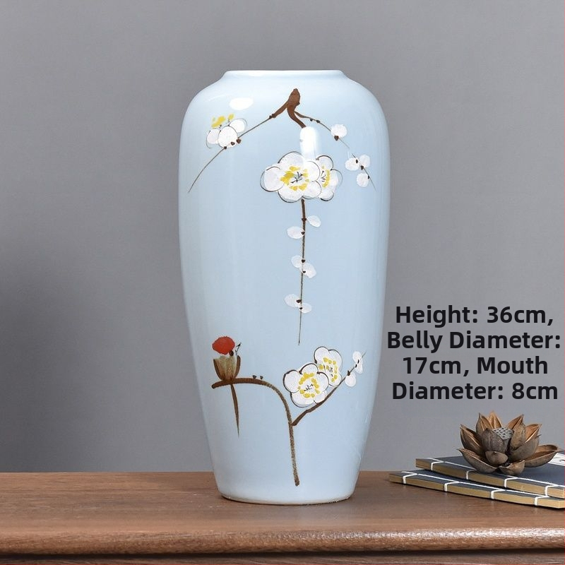 Keramikas vāze ar margrietiņu, glazēta un cepta, piemērota sausu ziedu pušķu izkārtošanai un kāzu dekorācijām