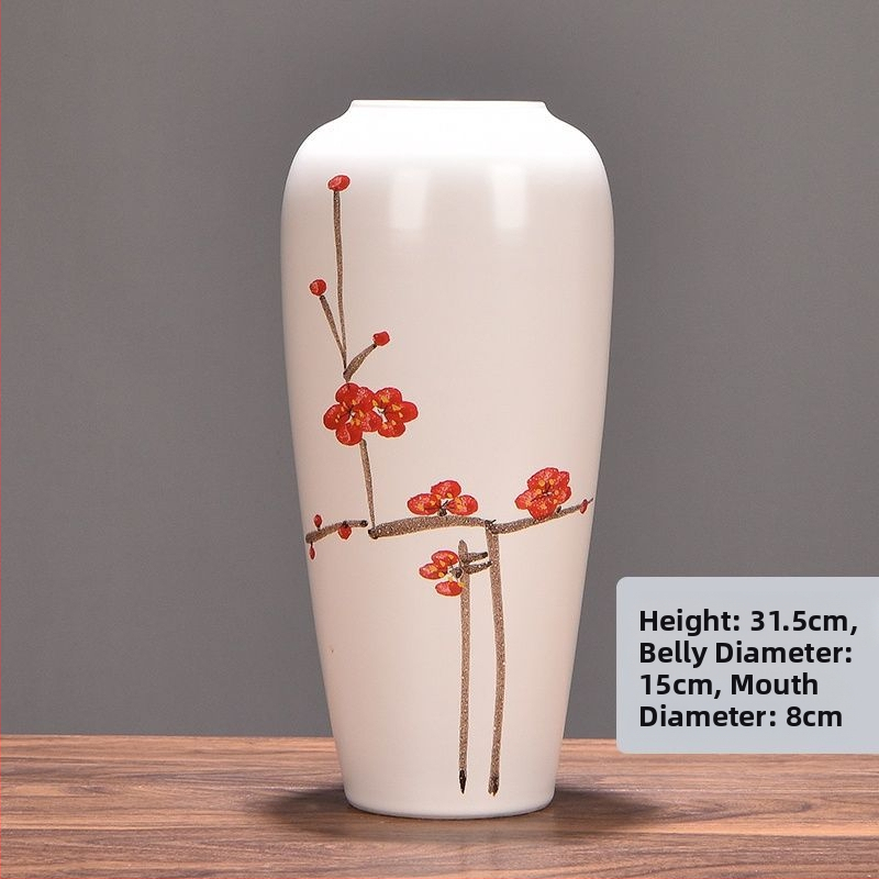 Keramikas vāze ar margrietiņu, glazēta un cepta, piemērota sausu ziedu pušķu izkārtošanai un kāzu dekorācijām