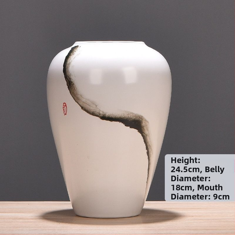 Keramikas vāze ar margrietiņu, glazēta un cepta, piemērota sausu ziedu pušķu izkārtošanai un kāzu dekorācijām