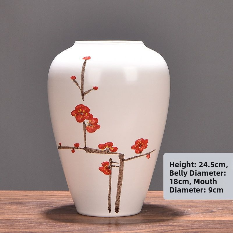 Keramikas vāze ar margrietiņu, glazēta un cepta, piemērota sausu ziedu pušķu izkārtošanai un kāzu dekorācijām