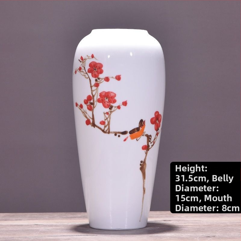 Keramikas vāze ar margrietiņu, glazēta un cepta, piemērota sausu ziedu pušķu izkārtošanai un kāzu dekorācijām