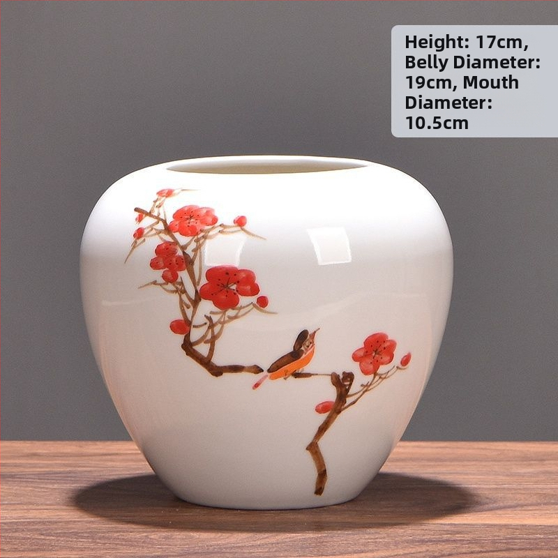 Keramikas vāze ar margrietiņu, glazēta un cepta, piemērota sausu ziedu pušķu izkārtošanai un kāzu dekorācijām