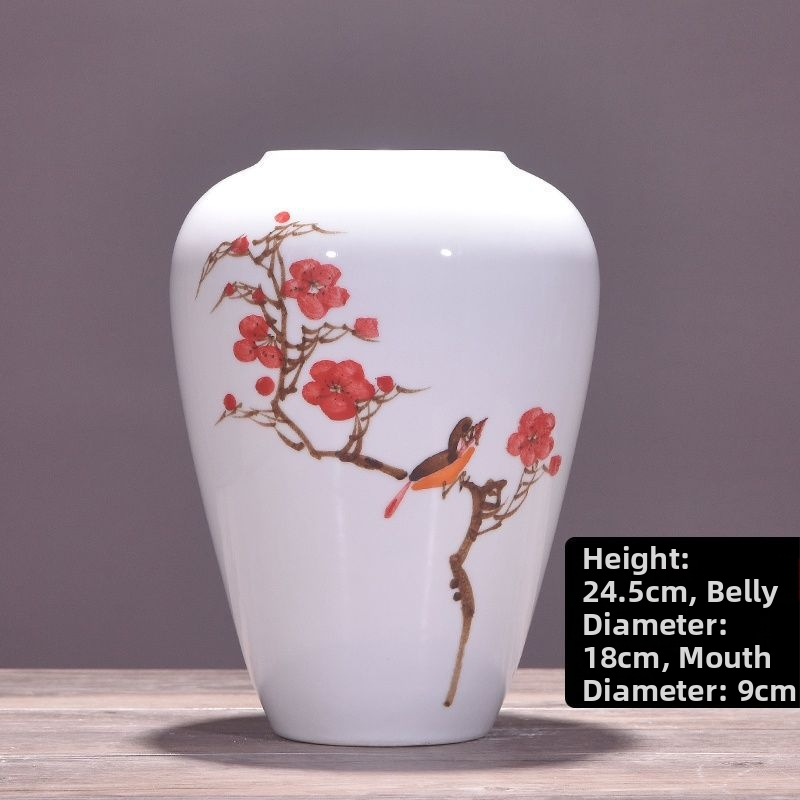 Keramikas vāze ar margrietiņu, glazēta un cepta, piemērota sausu ziedu pušķu izkārtošanai un kāzu dekorācijām