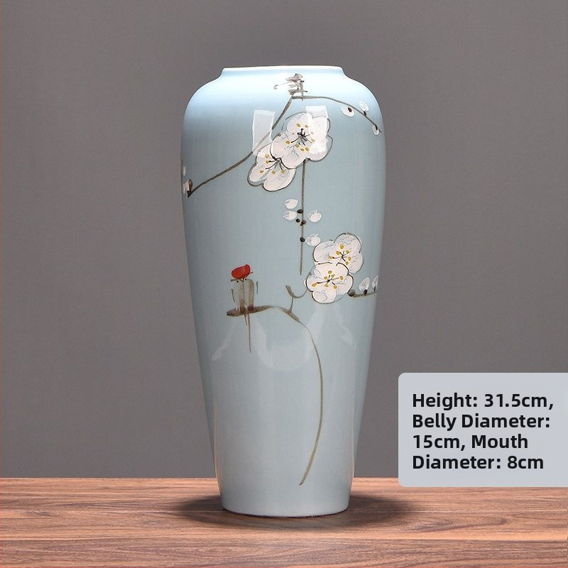 Keramikas vāze ar margrietiņu, glazēta un cepta, piemērota sausu ziedu pušķu izkārtošanai un kāzu dekorācijām