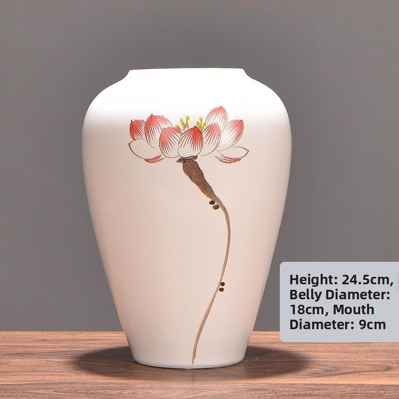 Keramikas vāze ar margrietiņu, glazēta un cepta, piemērota sausu ziedu pušķu izkārtošanai un kāzu dekorācijām