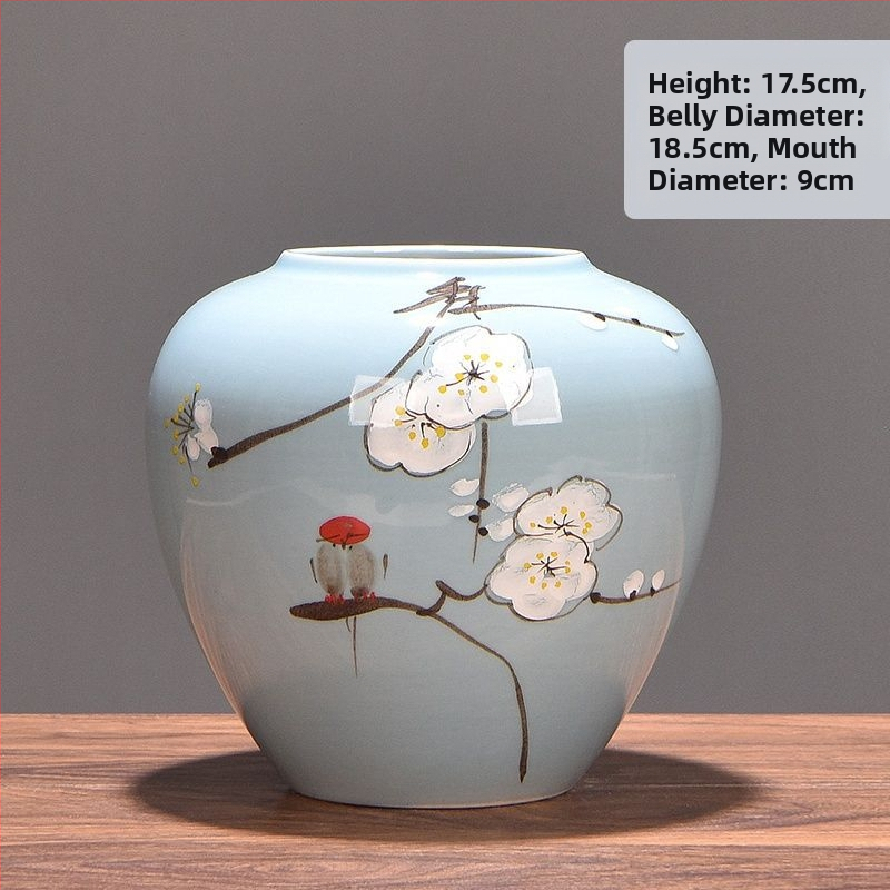 Keramikas vāze ar margrietiņu, glazēta un cepta, piemērota sausu ziedu pušķu izkārtošanai un kāzu dekorācijām