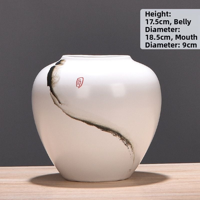 Keramikas vāze ar margrietiņu, glazēta un cepta, piemērota sausu ziedu pušķu izkārtošanai un kāzu dekorācijām