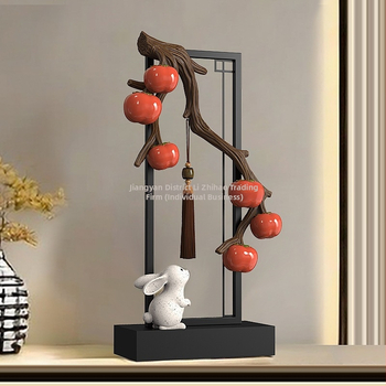 Nappaliba szóló dekoratív szobor TV-szekrényhez - gyanta, új kínai stílus, polírozott felület, születésnapi ajándék