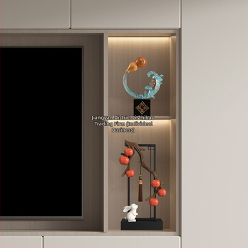 Nappaliba szóló dekoratív szobor TV-szekrényhez - gyanta, új kínai stílus, polírozott felület, születésnapi ajándék